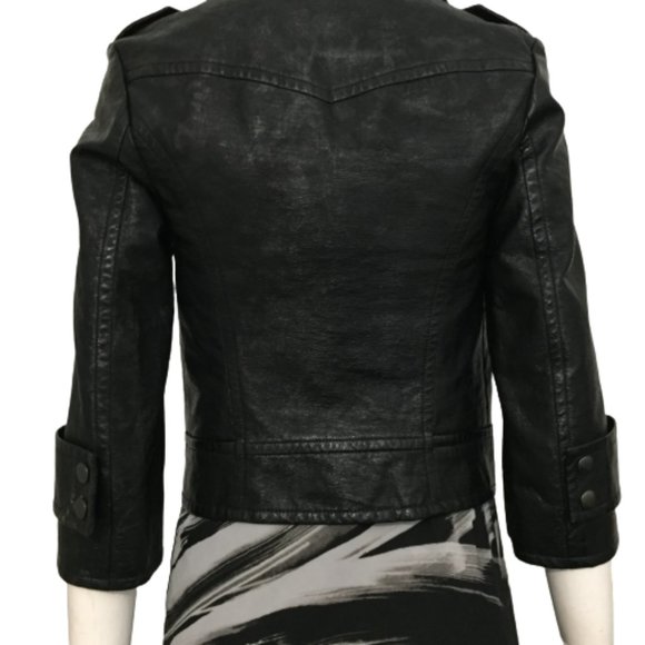 French Connection Size 0 Ladies Black Leather Jacket - Picture 7 of 16